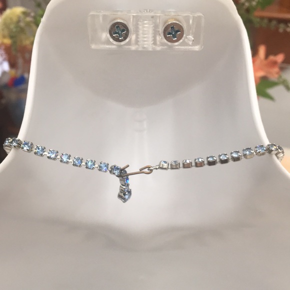 Vintage Light Blue Rhinestone Necklace 🧿 - Picture 3 of 5